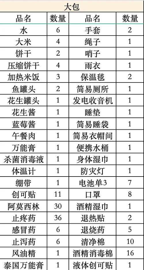 家庭应急包配置（家庭应急包清单）
